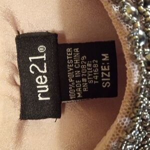 Rue 21 women's peach silk medium tank top jeweled spaghetti strap blouse